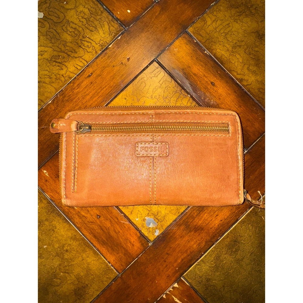 Fossil Patchwork Leather Wallet Brown and Multicolor Vintage